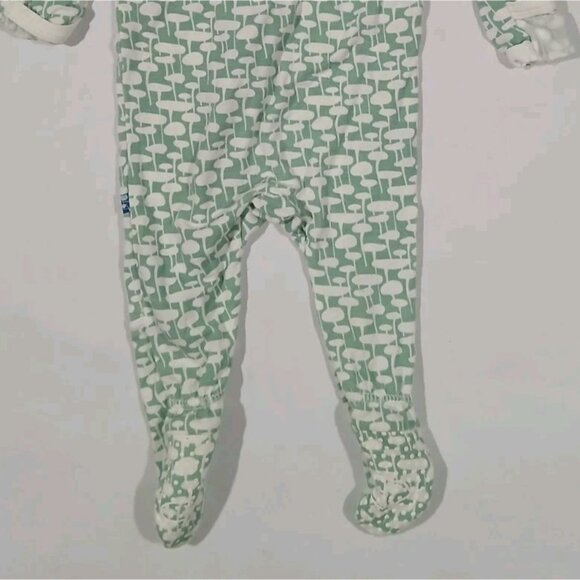 Kickee Pants Bamboo Footie Sleeper Unisex Size 0-3 Months Baby Green Geo - Picture 7 of 7
